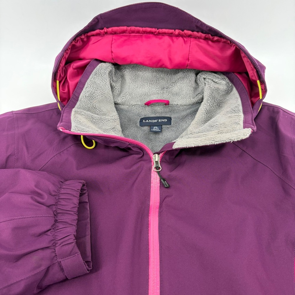 Lands' End Womens XL Squall Fleece Lined Jacket Purple Pink Hooded Jacket - Picture 2 of 8